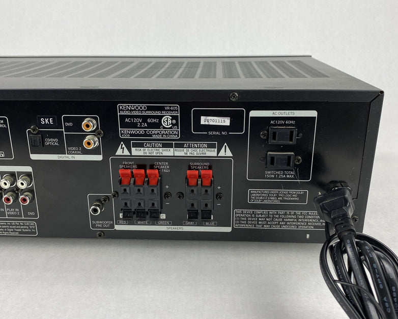 Kenwood VR-605 Audio Video Surround Receiver No Remote