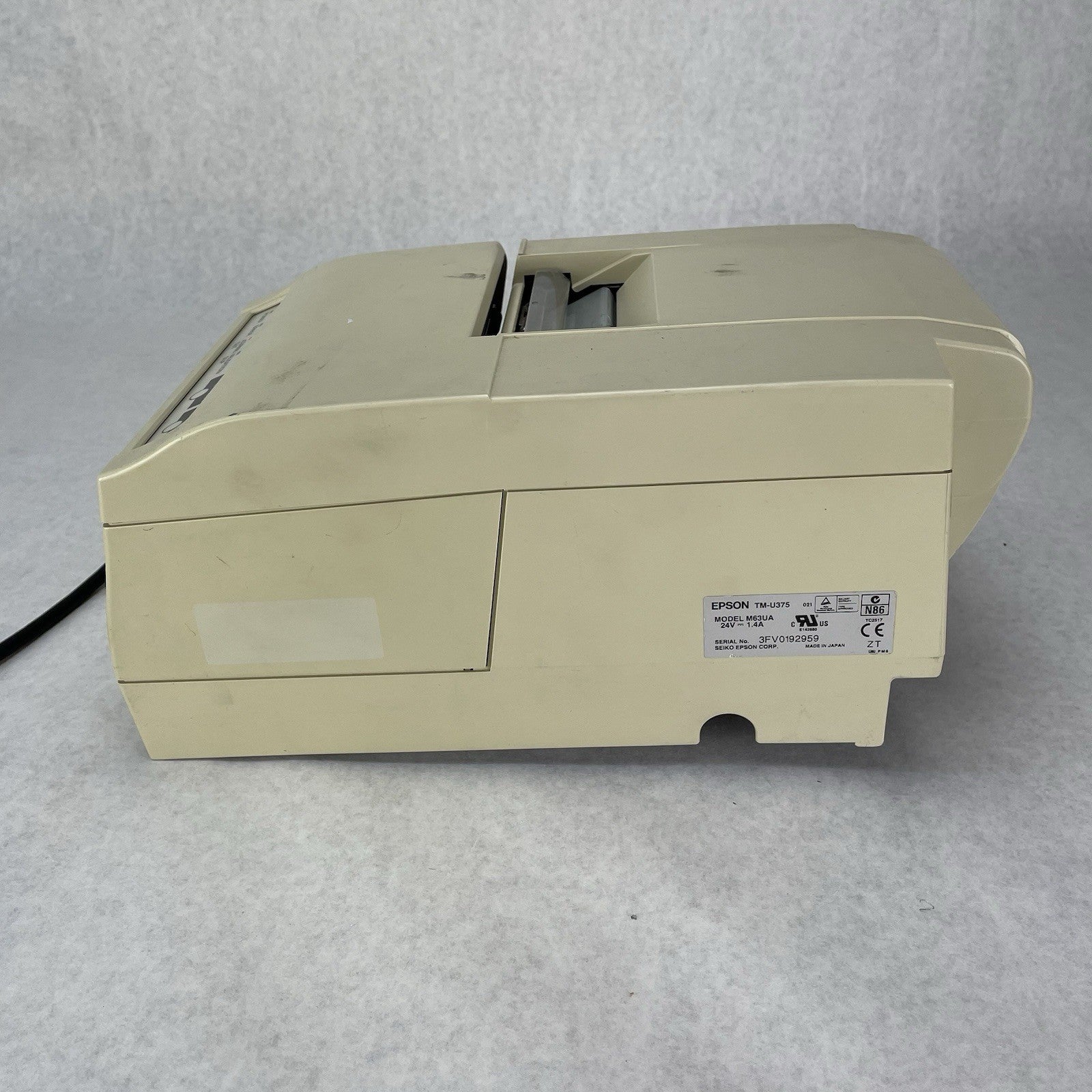 Epson M63UA TM-U375 POS Thermal Receipt Printer Power Tested