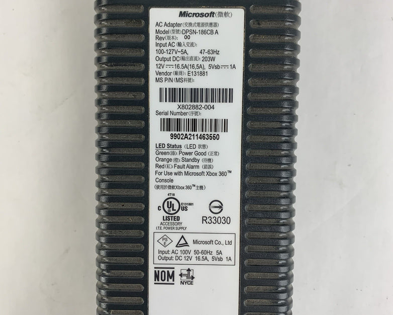 Microsoft DPSN-186 CB A Xbox-360 Power Supply Adapter - No Power Cable