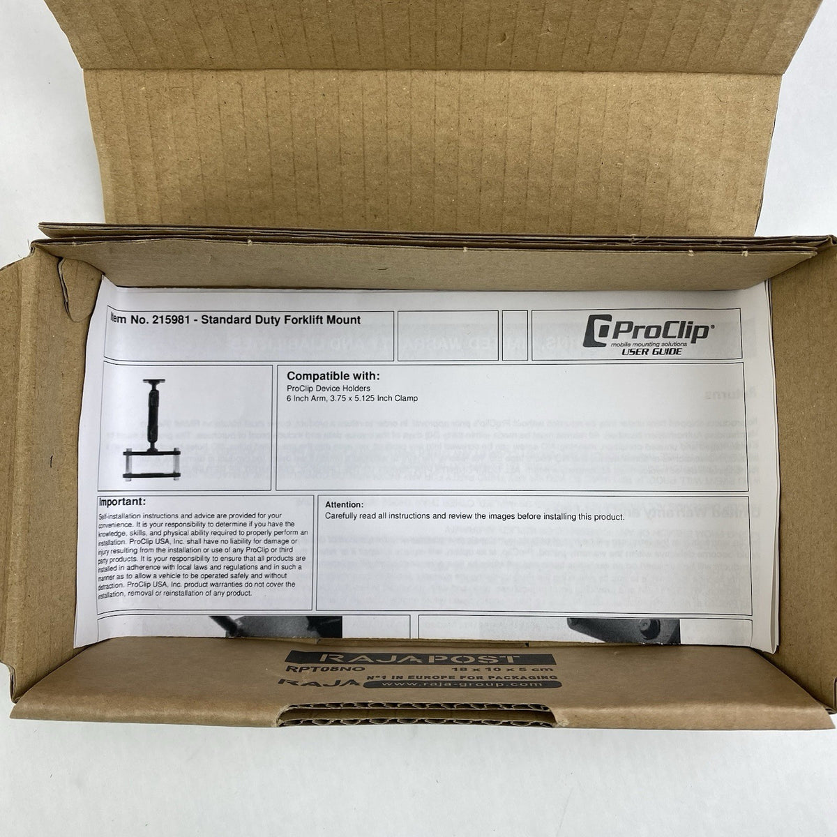 Standard Duty Forklift Mount 215981 ProClip 6" Arm 3.75 x 5.125" Clamp10