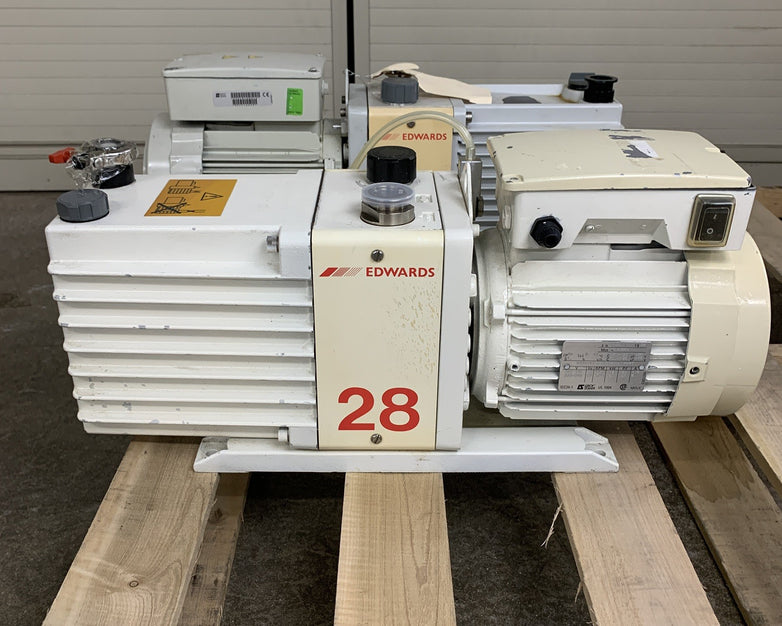 Edwards E2M28 Rotary Vane Vacuum Pump Drained Oil Parts and Repair Lot of 2x