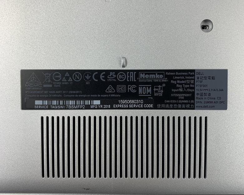 Dell Inspiron P75F Laptop 15.6" i7-8550U 1.8 GHz 12 GB Ram No OS No HDD No AC