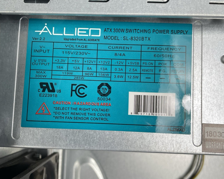 APEX TX-606-U3 MicroATX Computer Case Barebones 300W Allied Power Supply Tested