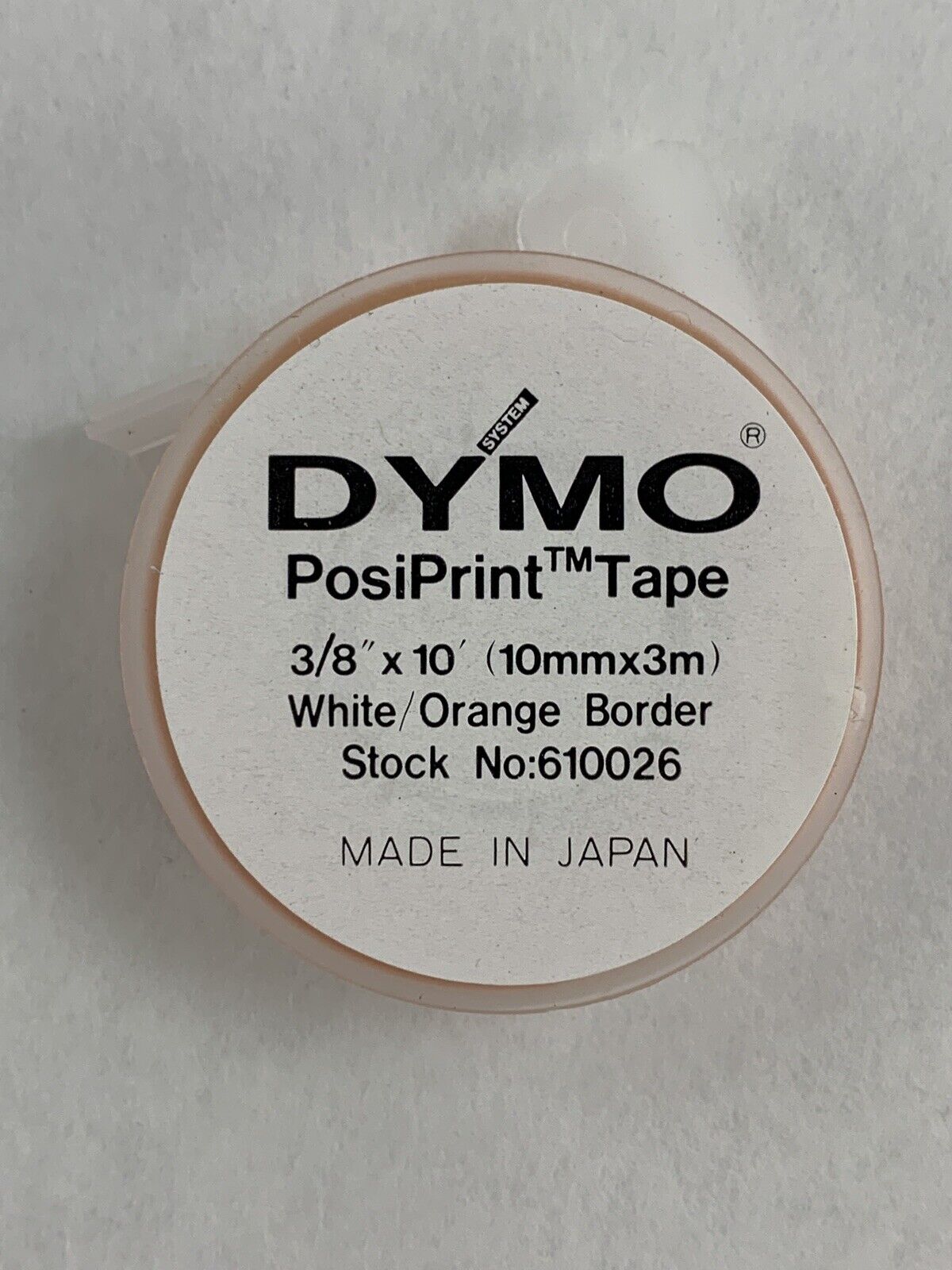 Dymo 610026 Esselte PosiPrint Labeling Tape White Orange Border 3/8"x10" 9 Rolls