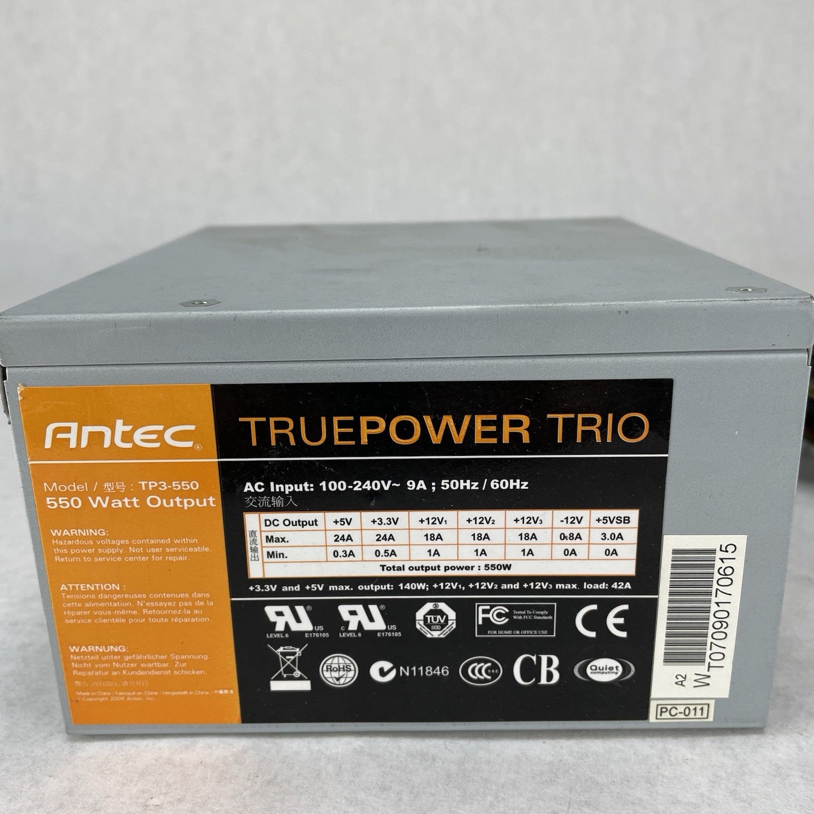 Antec TruePower Trio TP3-550 550W Power Supply Untested
