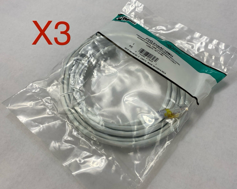 Enhanced Patch Cord CAT 6A PVQ- EU6AC10WH Panview IQ 10FT - Lot of 3