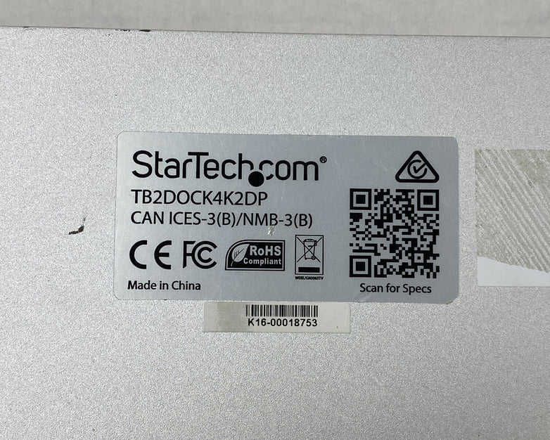 Startech TB2DOCK4K2DP Docking Station For Parts or Repair