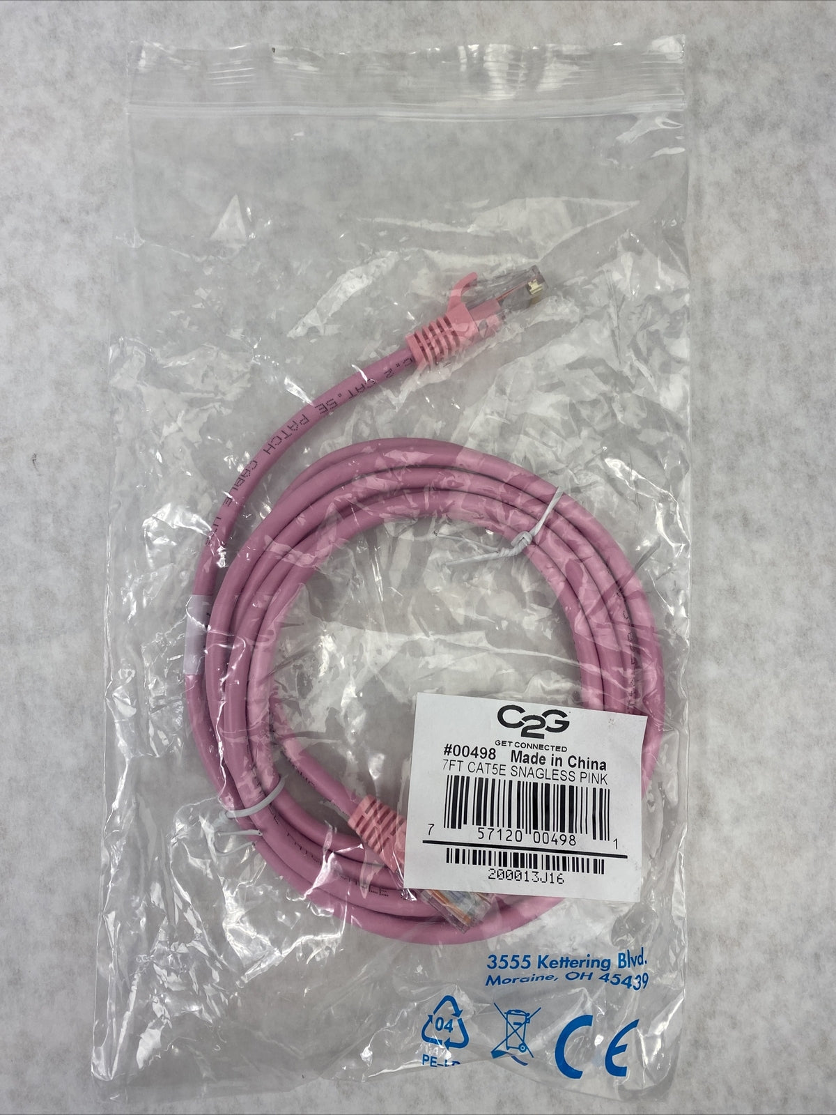 Lot( 5 ) 7ft Pink Cat5e C2G 00498 Snagless Unshielded UTP Ethernet Patch Cable