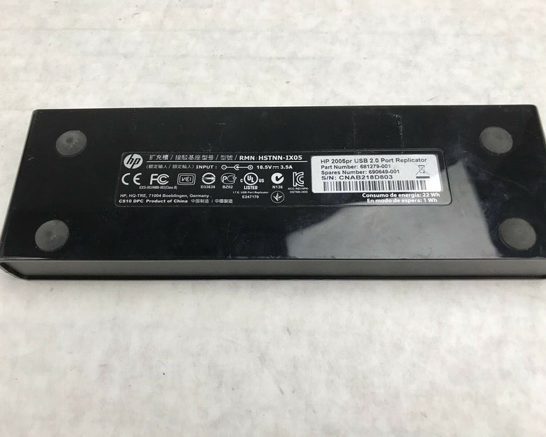 HP 2005pr USB 2.0 Port Replicator HSTNN-IX05 681279-001