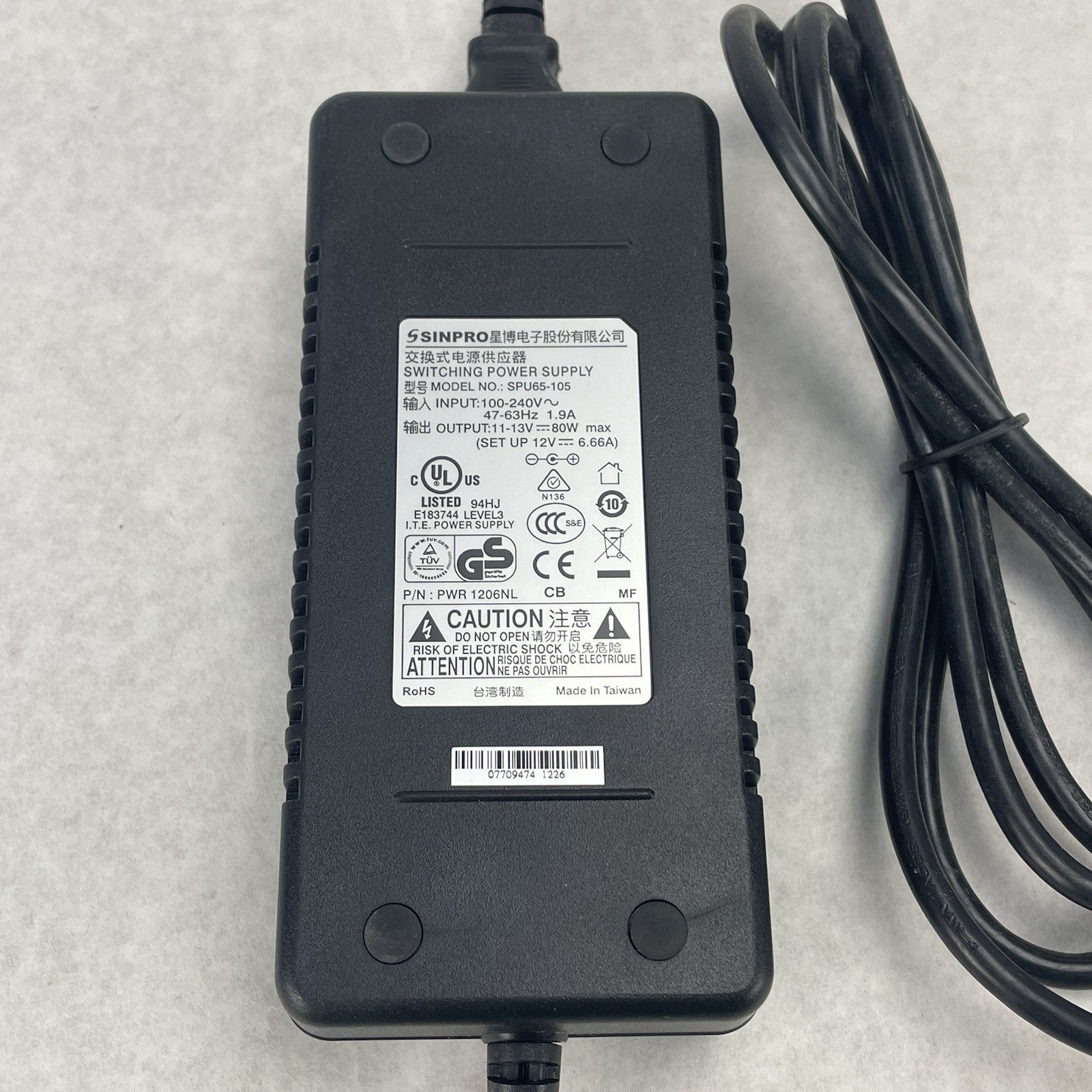 SINPRO SPU65-105 Power Supply Adapter 12V 5.41A VSX 3000 2-Pin Molex5