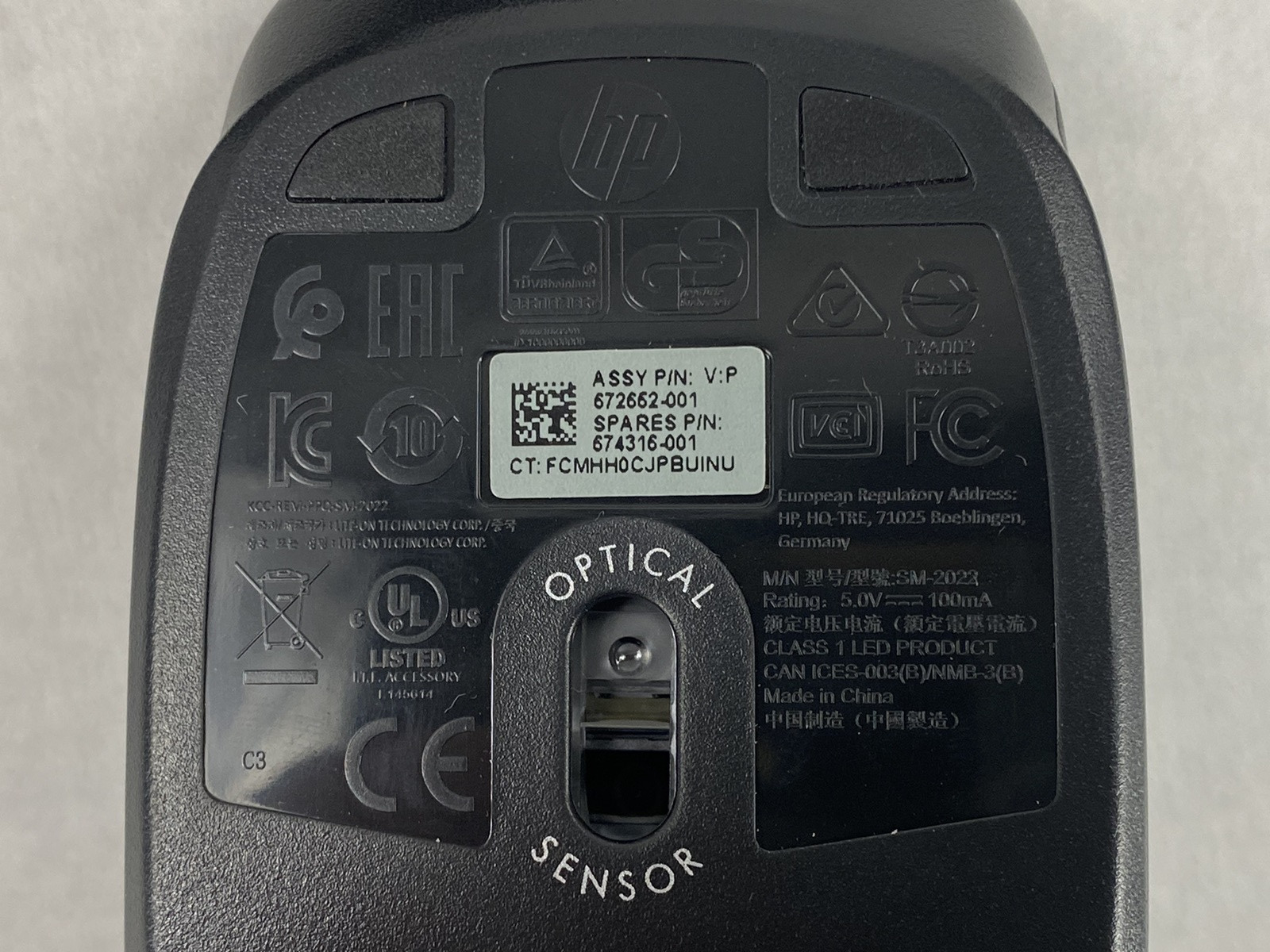 HP SM-2022 TPA-P001M USB Wired Mouse Mixed Lot of 3