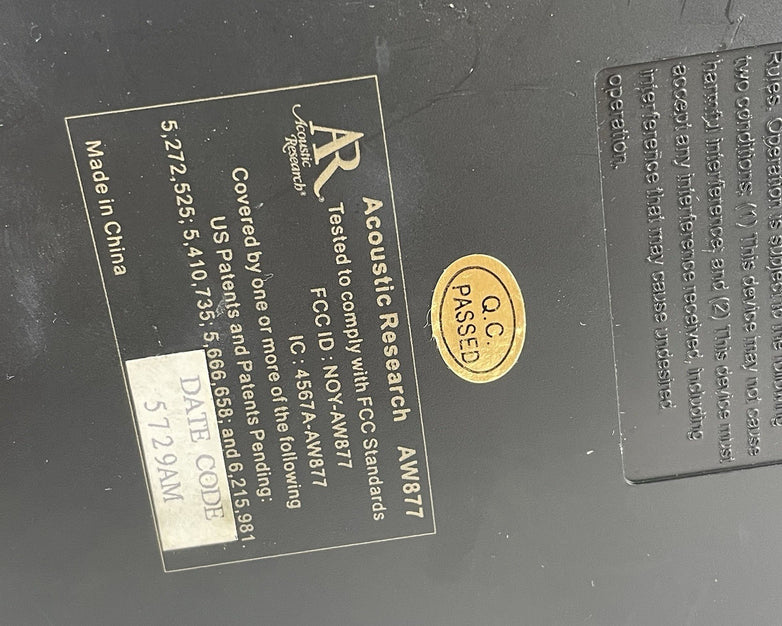Acoustic Research AW877 Missing Screws Untested