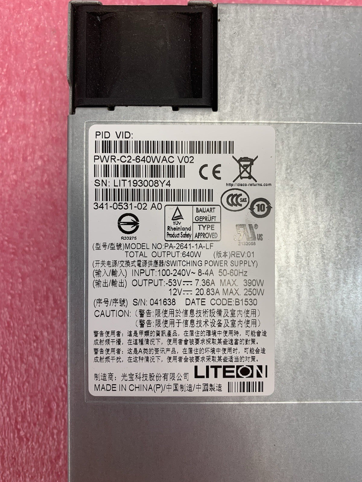 Liteon PWR-C2-640WAC 640W Power Supply PA-2641-1A-LF (Lot of 2)