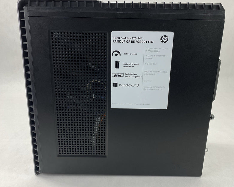 HP Omen 870-244 MT Intel Core i7-7700 3.6GHz 8GB RAM No HDD No OS