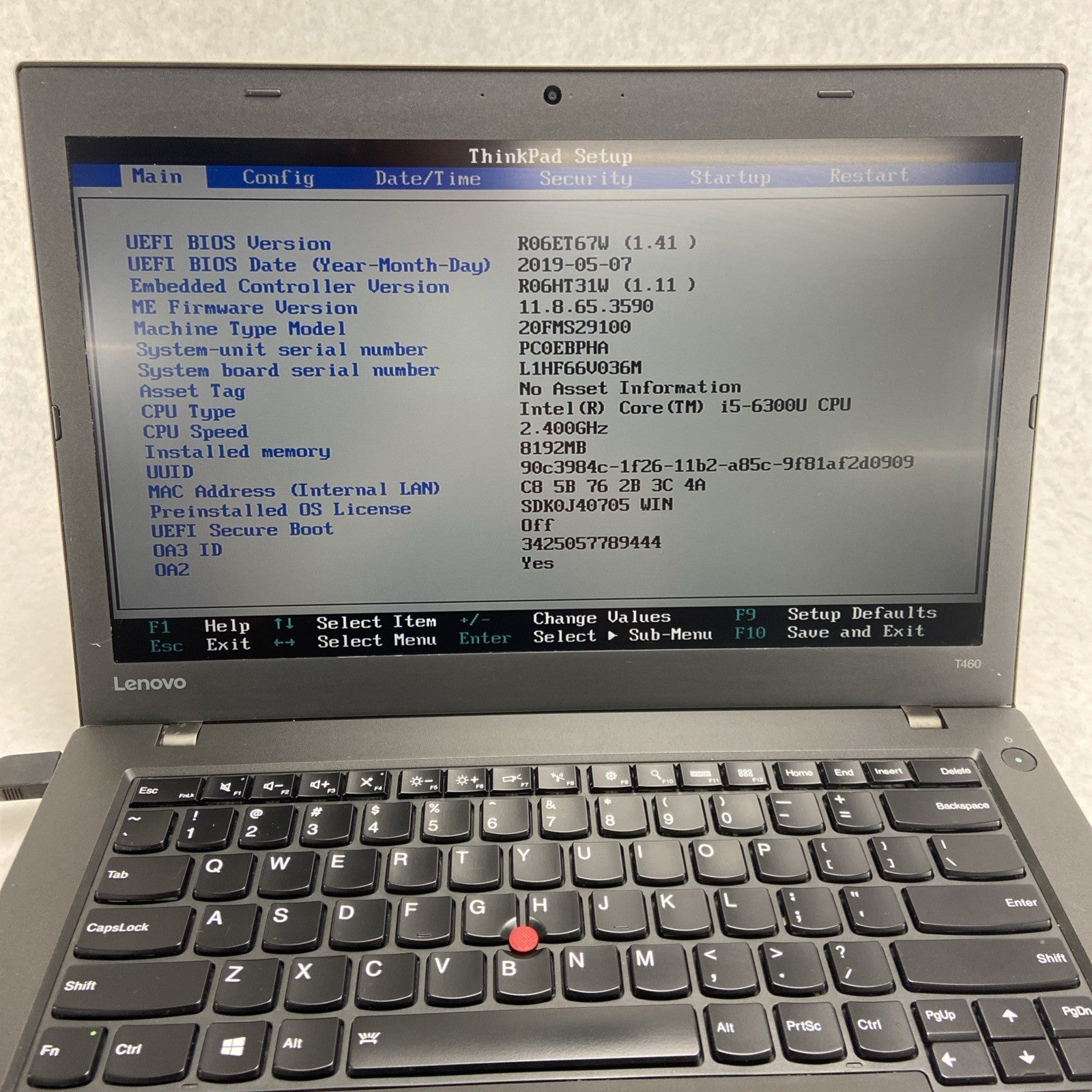 Lenovo ThinkPad T460 Intel Core i5-6300U 2.40 GHz 8 GB RAM 14" No HDD No OS
