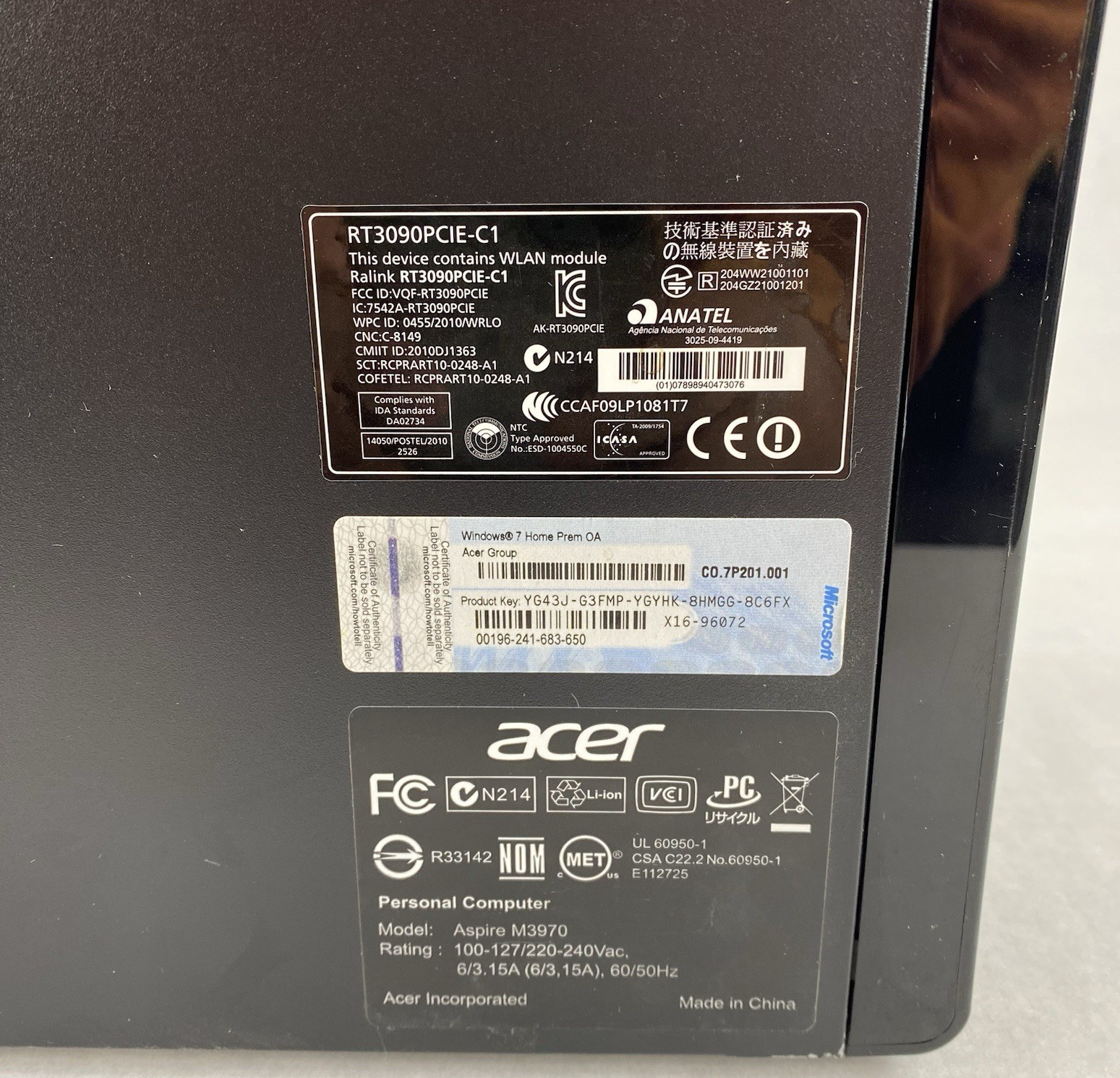 Acer Aspire M3970 MT Intel Core i5-3450 3.10GHz 8GB RAM No HDD No OS