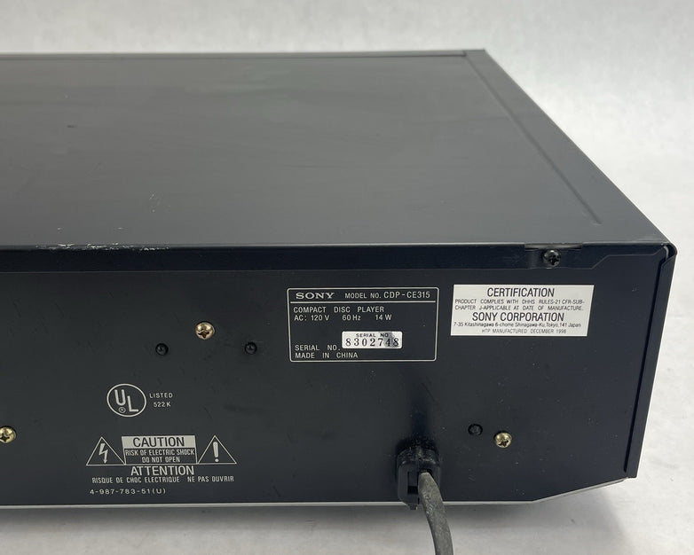 Sony CDP-CE315 5 Disc Changer CD Player Tested