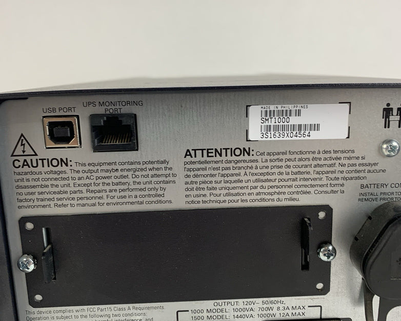 APC SMT1000 Smart-UPS 1000  Uninterrupted Power Supply No Battery