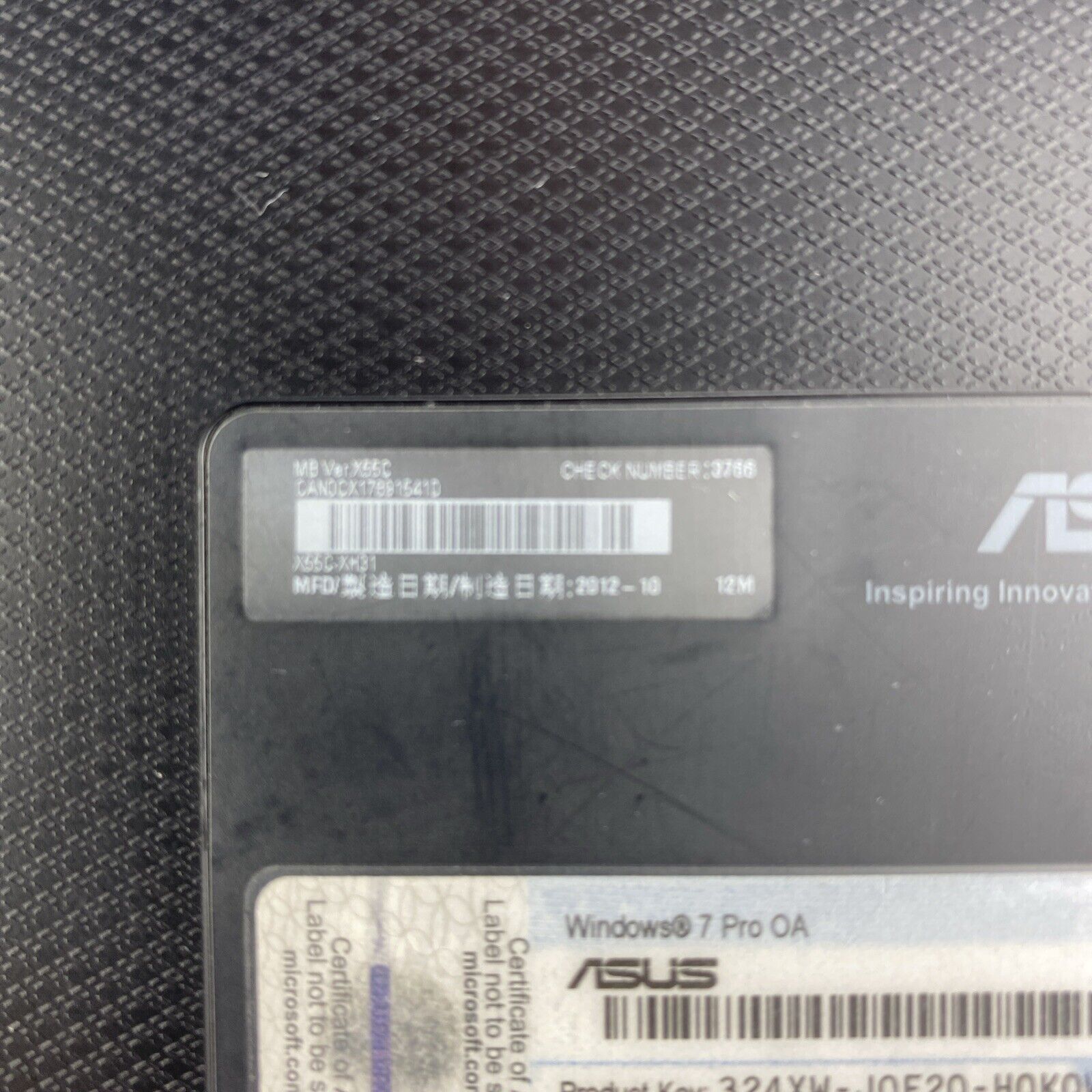 Asus X55C-XH31 15.6" Notebook Intel Core i3-2328M 2.20GHz 4GB RAM No AC HDD OS
