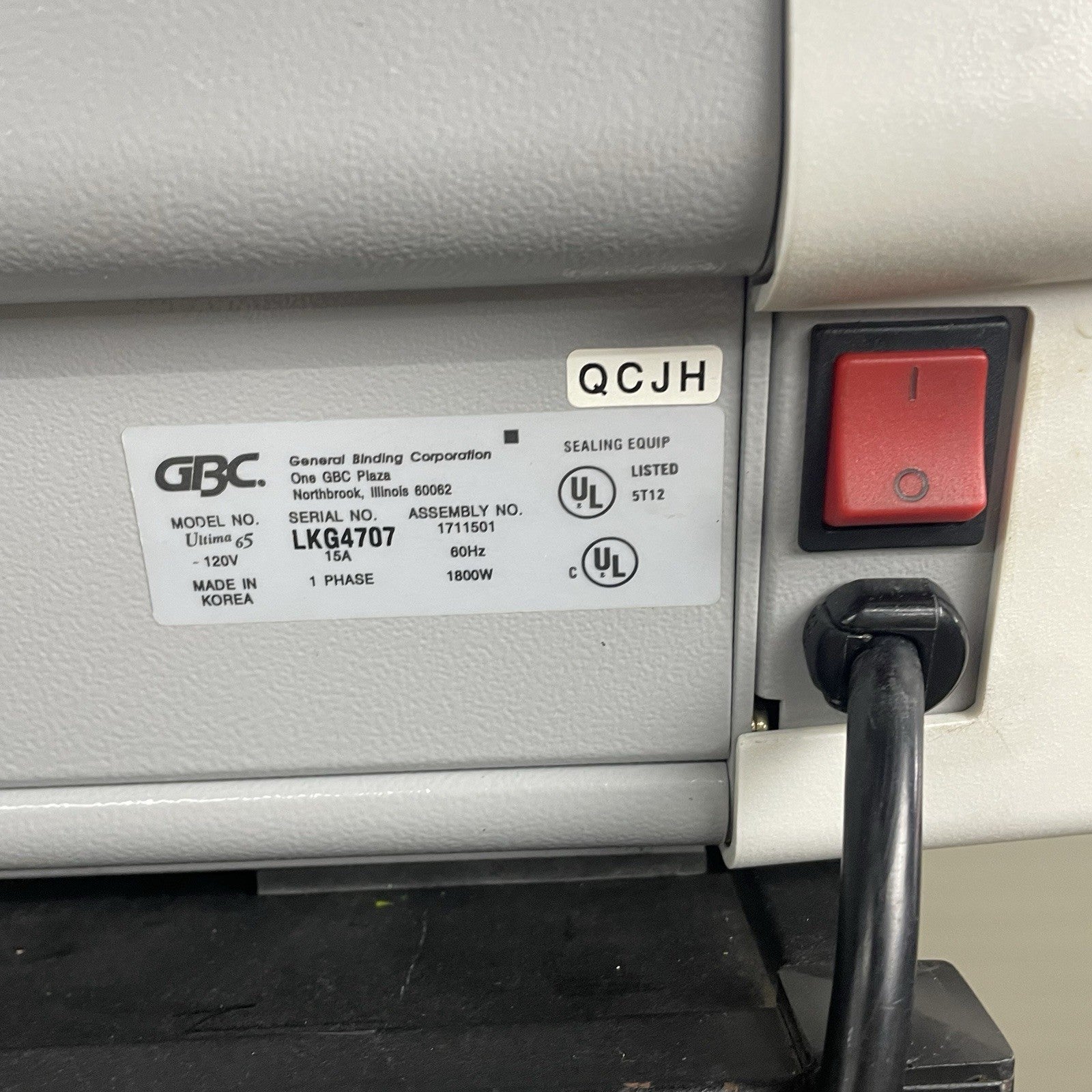 GBC Heatseal Ultima 65 Laminator Tested Missing Cutter