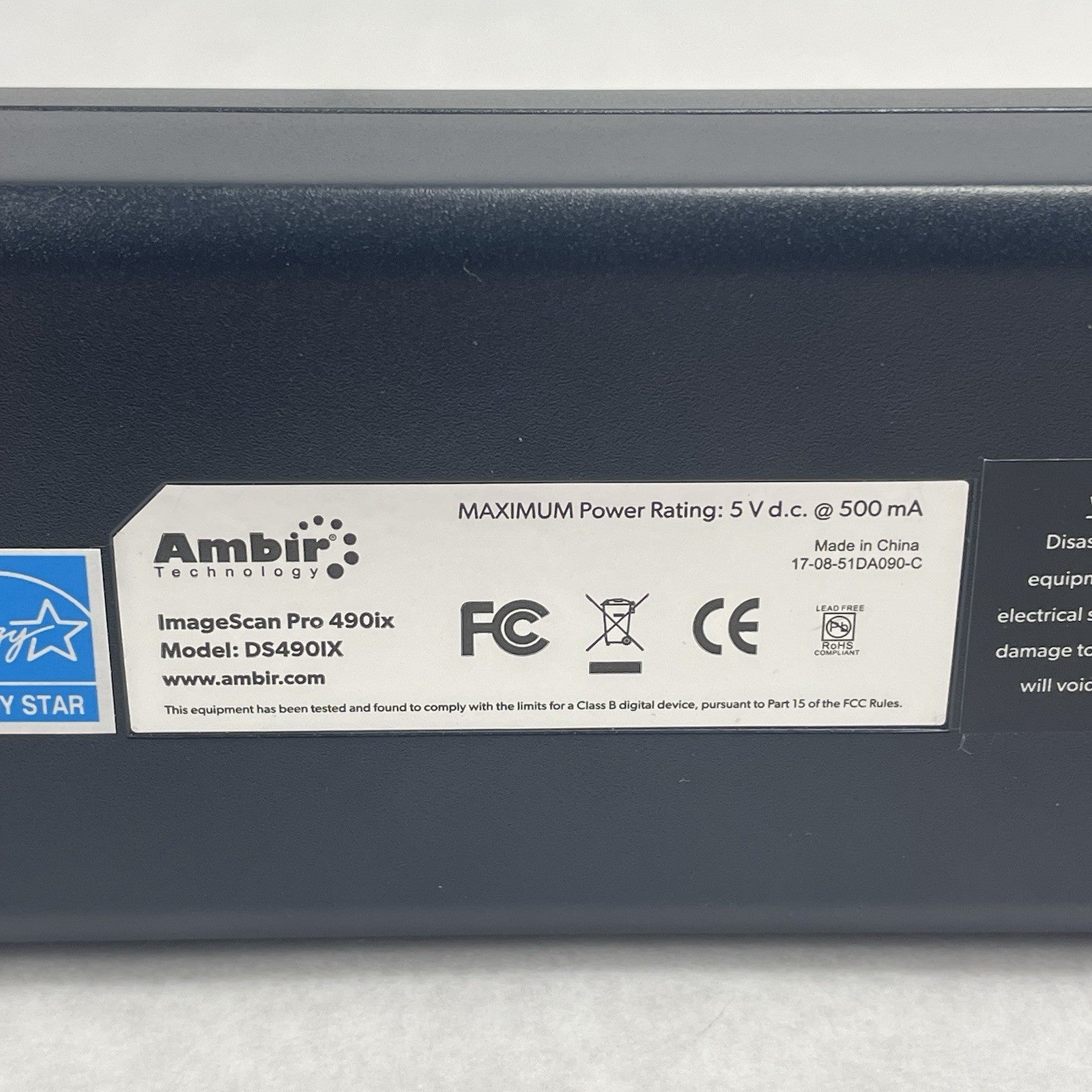 Ambir DS490IX Technology ImageScan Pro 490ix Sheetfed 600 dpi Optical Scanner