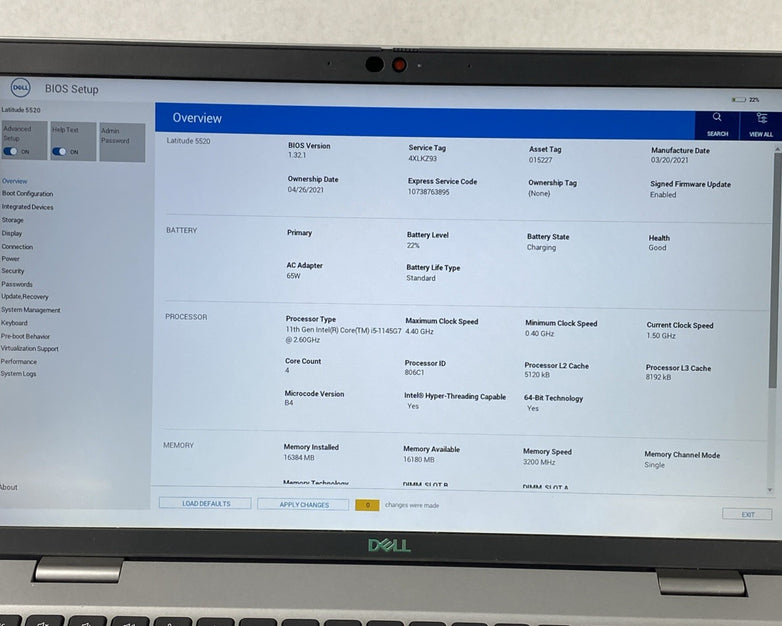 Dell Latitude 5520 Intel Core i5-1145G7 2.60 GHz 16 GB RAM 15.6" No SSD No OS