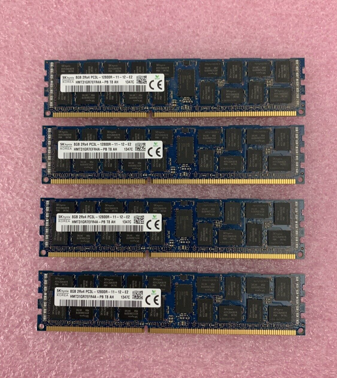 Lot of 4 Hynix 8GB PC3L-12800R DDR3-1600 ECC/REG Server RAM HMT31GR7EFR4A-PB