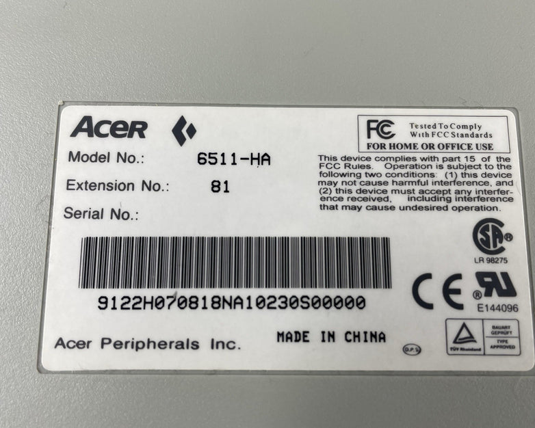 Acer Aspire 6511-HA Windows Multimedia USB Keyboard