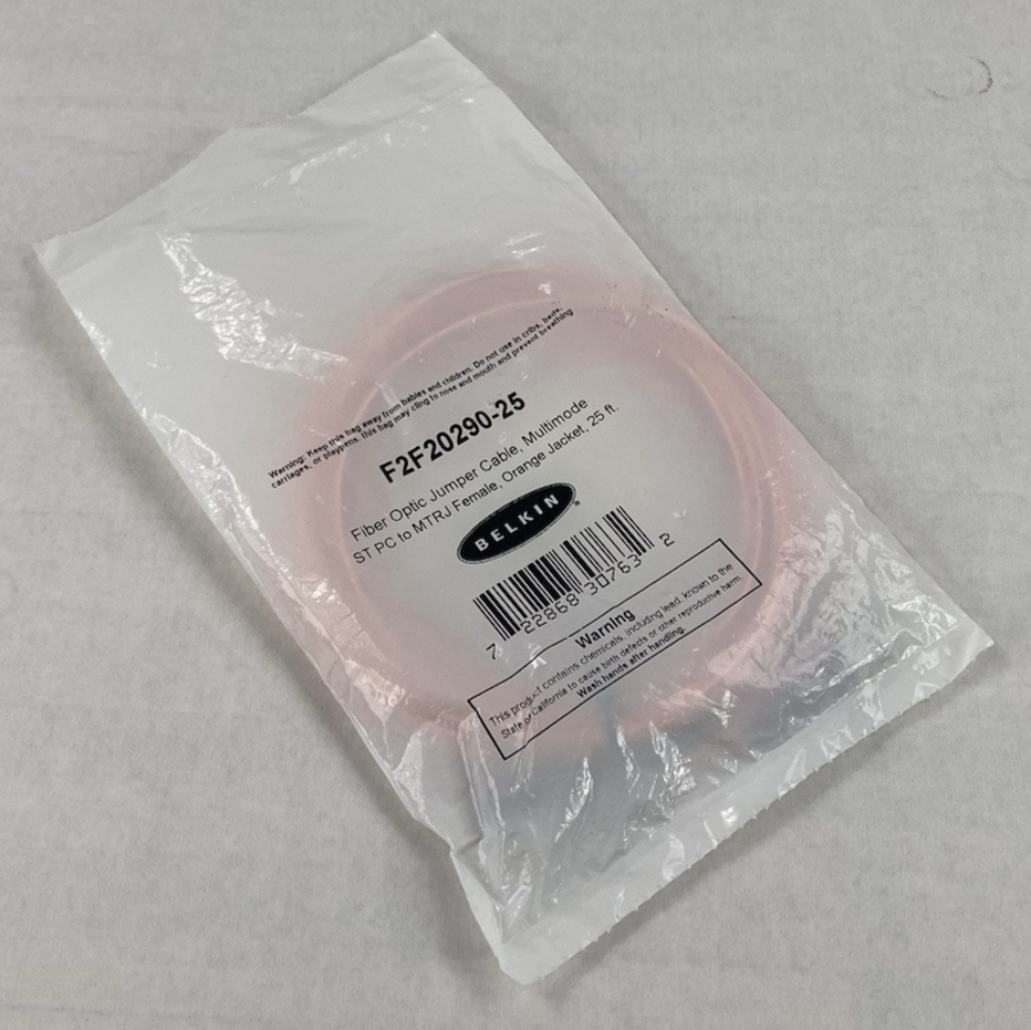 Belkin F2F20290-25 Fiber Optic Jumper Cable Multimode ST PC to MTRJ Female 25Ft