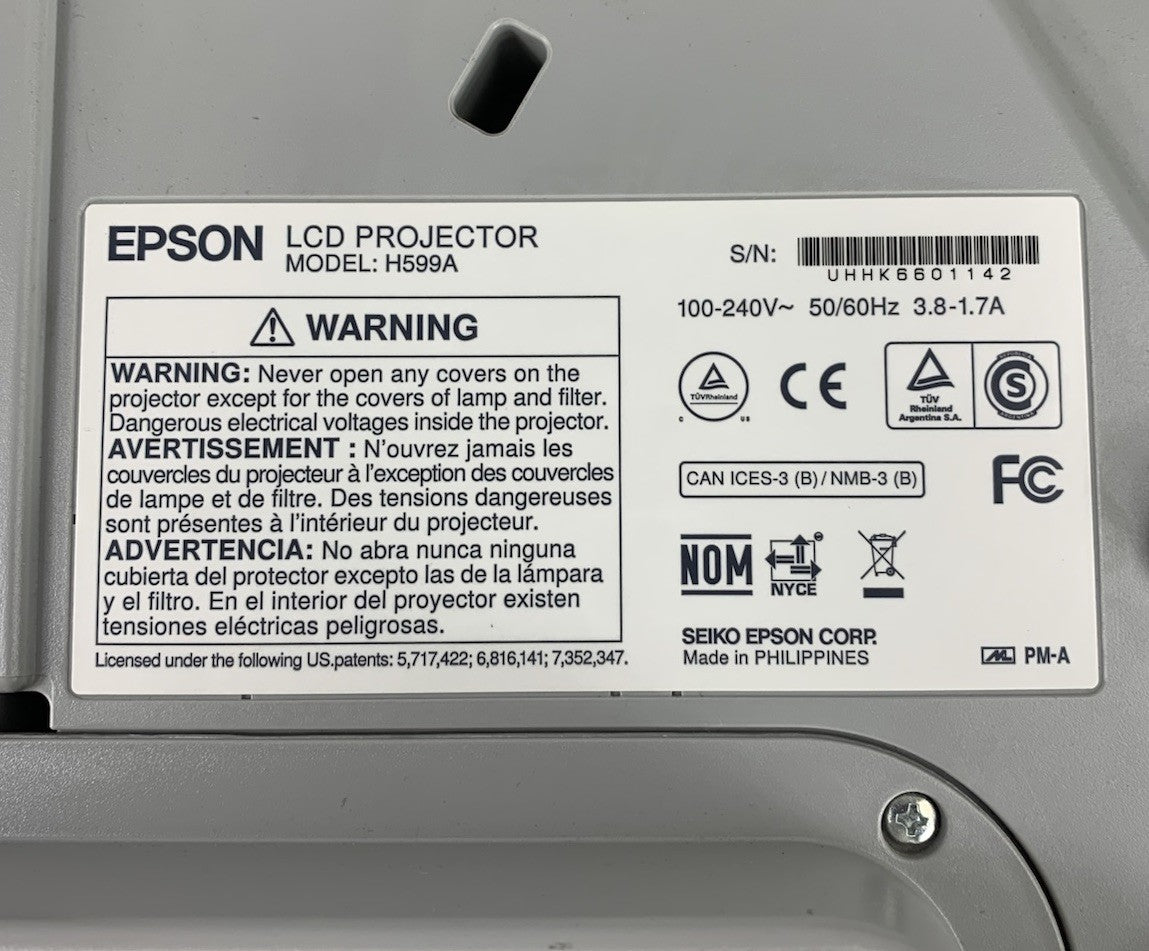 Epson H599A BrightLink 595Wi LCD Lamp Projector 2024 Lamp Hours No Remote7
