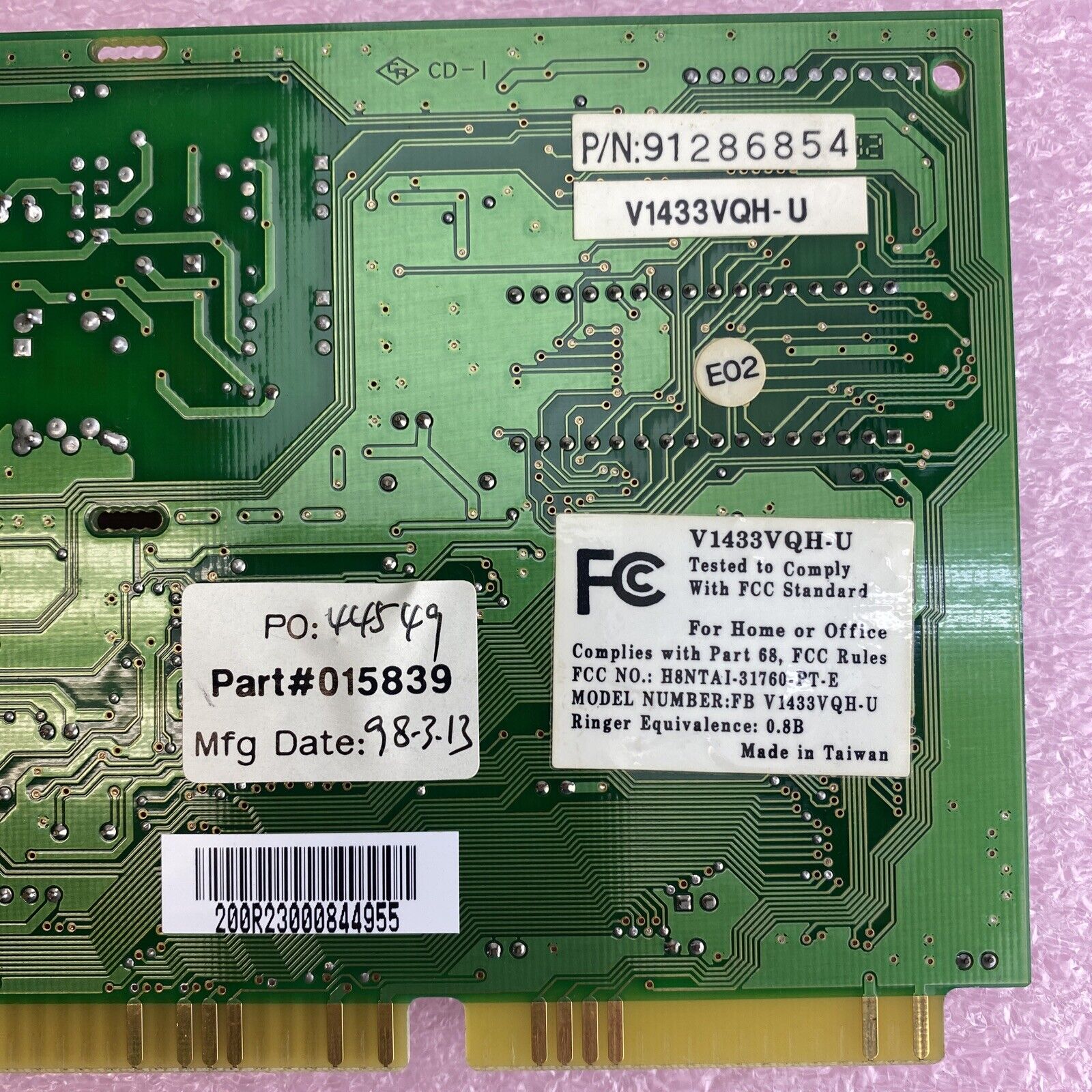 Dynamode V1433VQH-U 8-Bit ISA 33.6Kbps V.34 Voice Modem Card