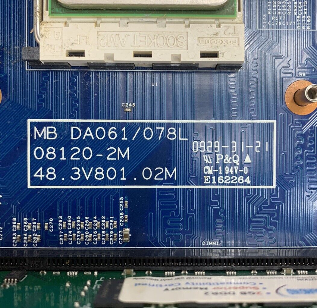 Acer eMachines DA061/078L Motherboard AMD Athlon 2850e 1.80GHz 2GB RAM No Shield