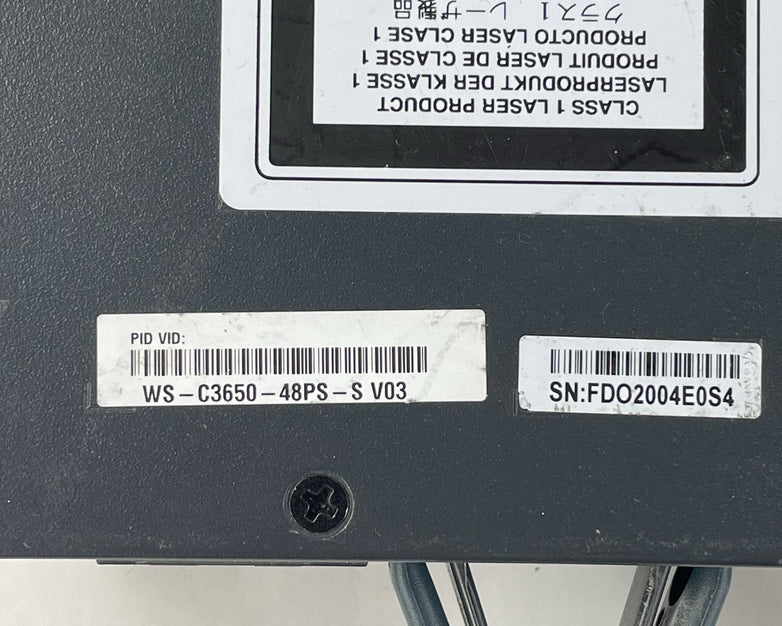 Cisco WS-C3650-48PS-S  V03 48 Port Tested Reset 1X PSU