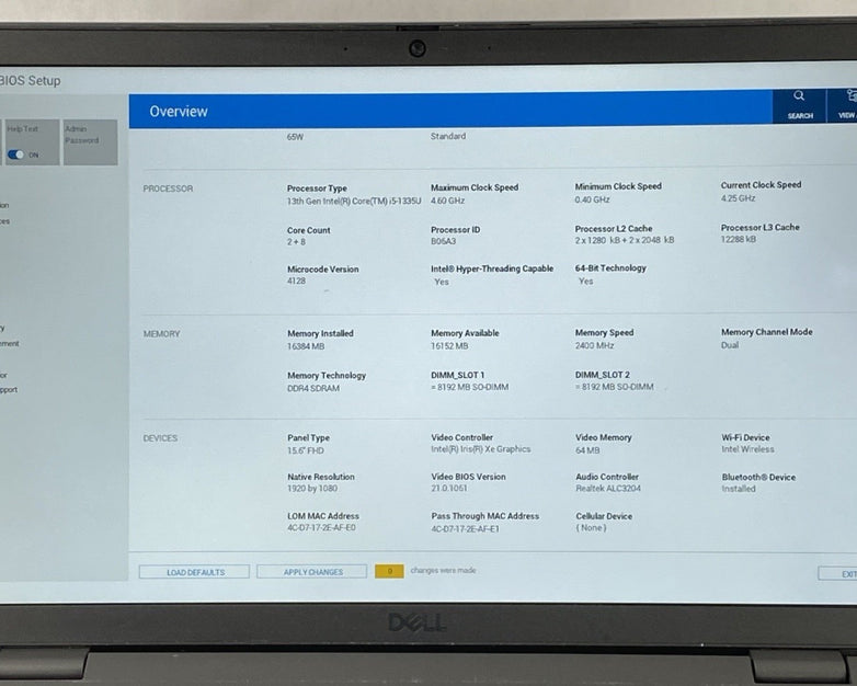 Dell Latitude 3540 Intel Core i5-1335U 3.96 GHz 16 GB RAM 15.6" No SSD No OS