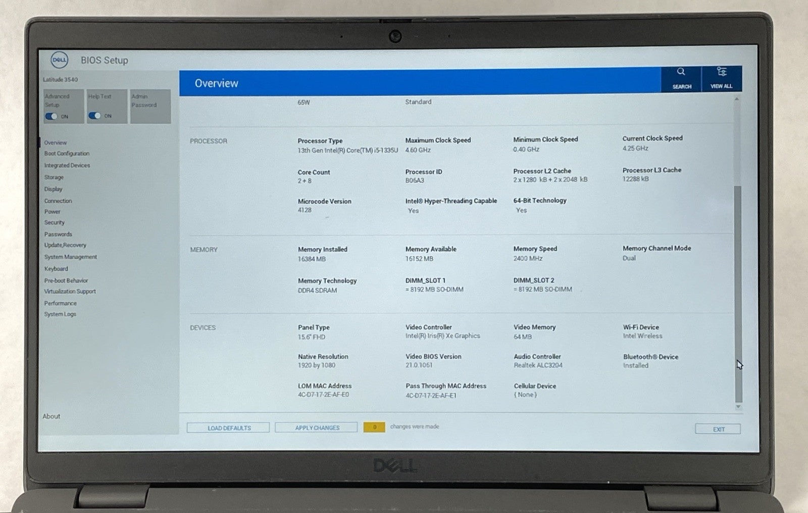 Dell Latitude 3540 Intel Core i5-1335U 3.96 GHz 16 GB RAM 15.6" No SSD No OS