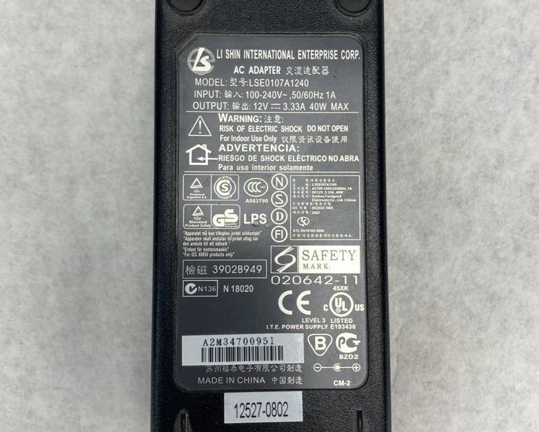 Li Shin International LSE0107A1240 12V 3.33A 40W I.T.E. Power Supply (Lot of 3)