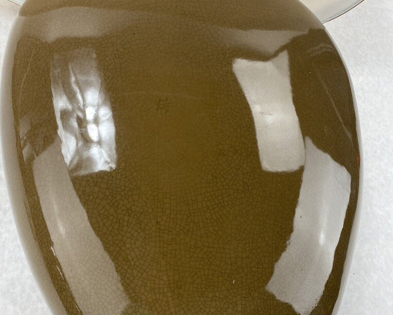 Unbranded 6401360 Brown Glossy Dry Clay Vase 2 Mode Desktop Nightstand Lamp