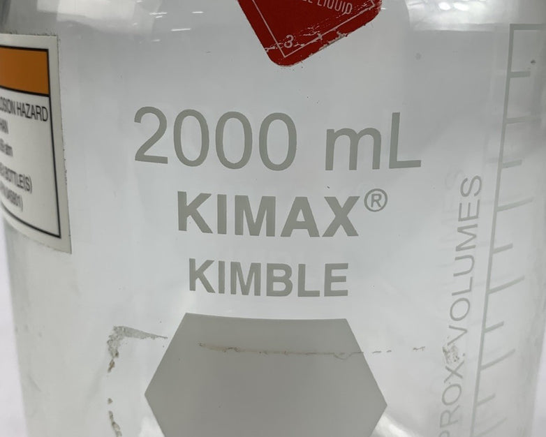 Kimax Kimble 14395-2000 2000 mL Round Wide Mouth Media Storage Bottle - No Lid