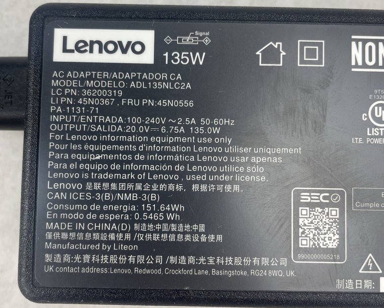 Lenovo 135W 20V 6.75A ADL135NLC2A 45N0367 45N0556 Lot of 3