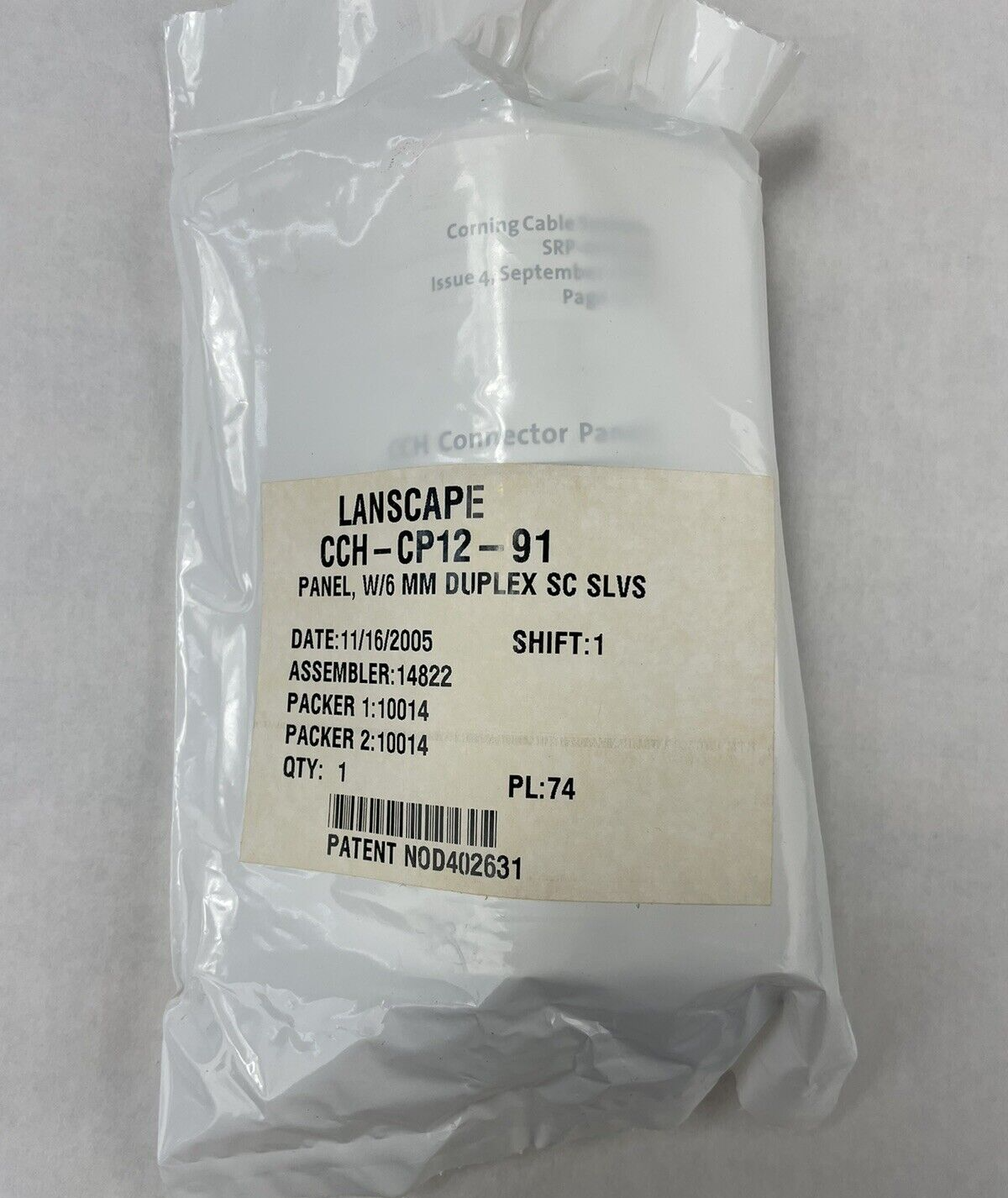 Corning CCH-12-91 SC Multimode 12 Port Adapter Panel with 6 Duplex Inserts