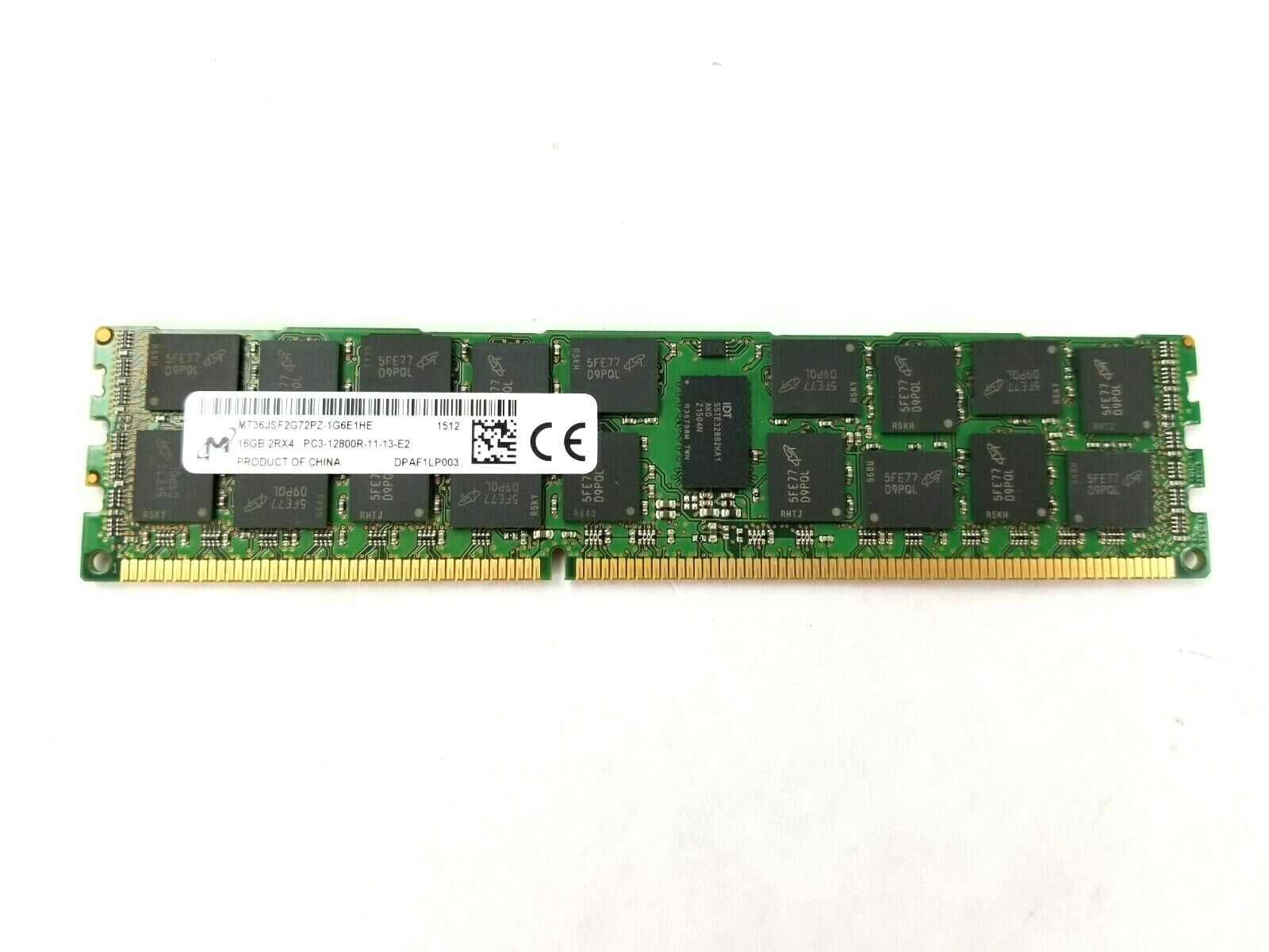 Micron MT36JSF2G72PZ-1G6E1HE EMC 16GB 2RX4 PC3-12800R Server Memory (Lot of 8)