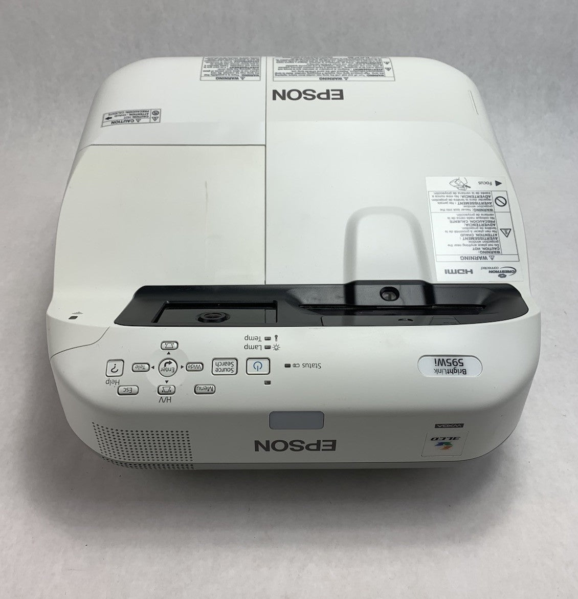 Epson BrightLink 595Wi H599A LCD Lamp Projector 3133 Lamp Hours - No Remote3