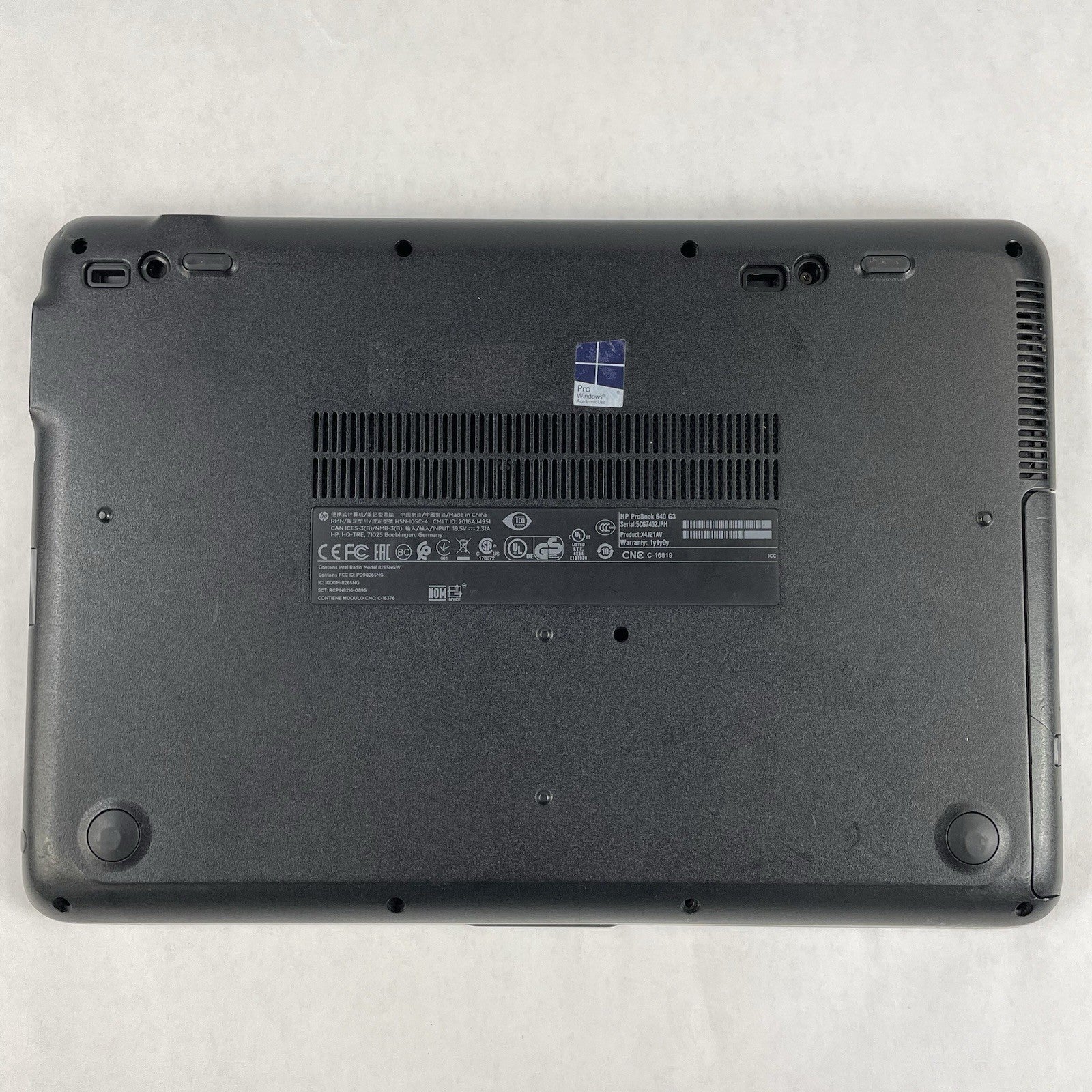 HP ProBook 640 G3 14" i5-7200U 2.50 GHz 8 GB RAM No SSD/OS/AC/Batt - Bad Corner14