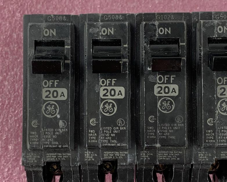 GE RT-692 THQB120 Circuit Breaker 1 Pole 20 Amp Untested Lot of 6x