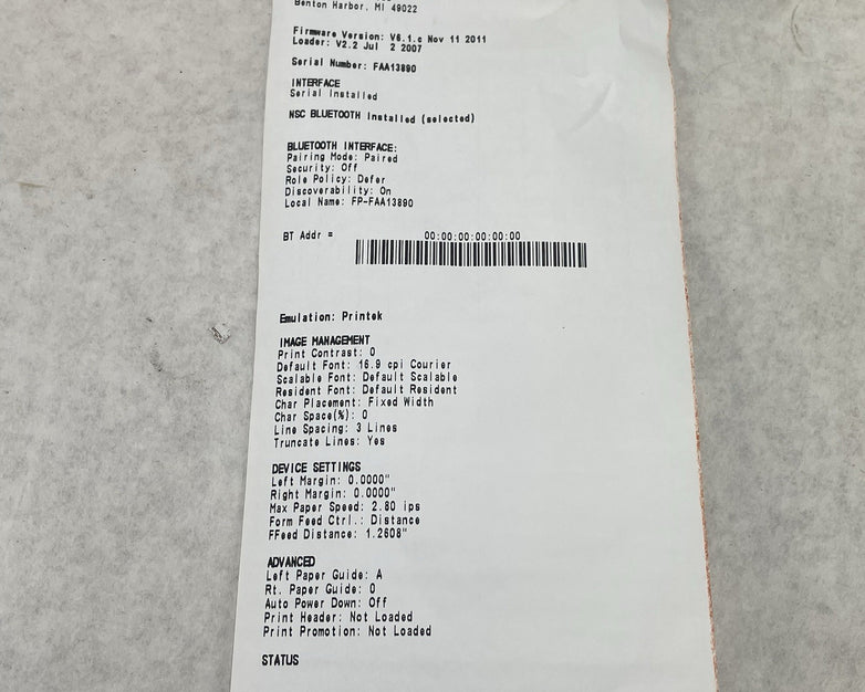 Printek Feildpro RT43 Thermal Printer For Parts