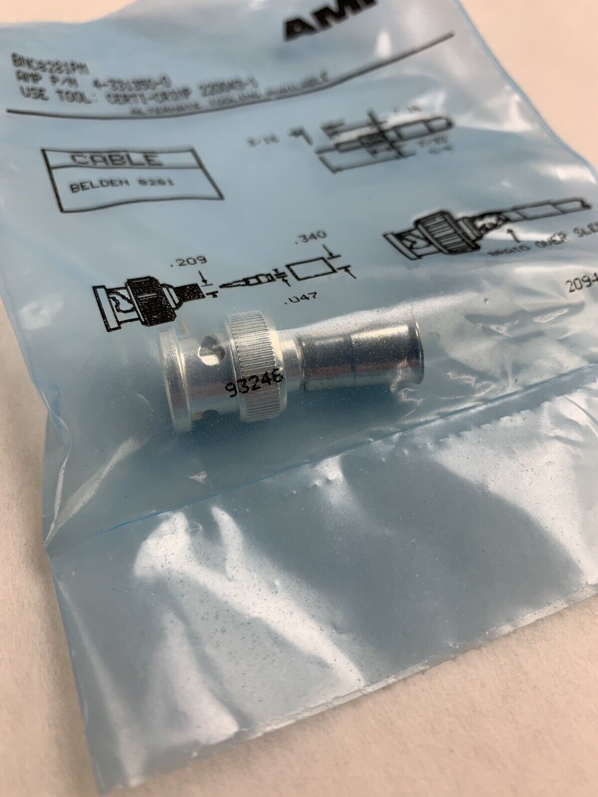 AMP 4-331350-0 BNC8281M Connector Coax BNC Crimp Plug Lot of 5 New
