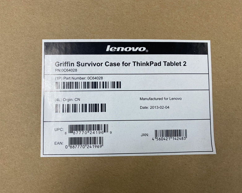 Griffin Survivor Protective Case For Lenovo Thinkpad Tablet 2 P/N: 0C64028