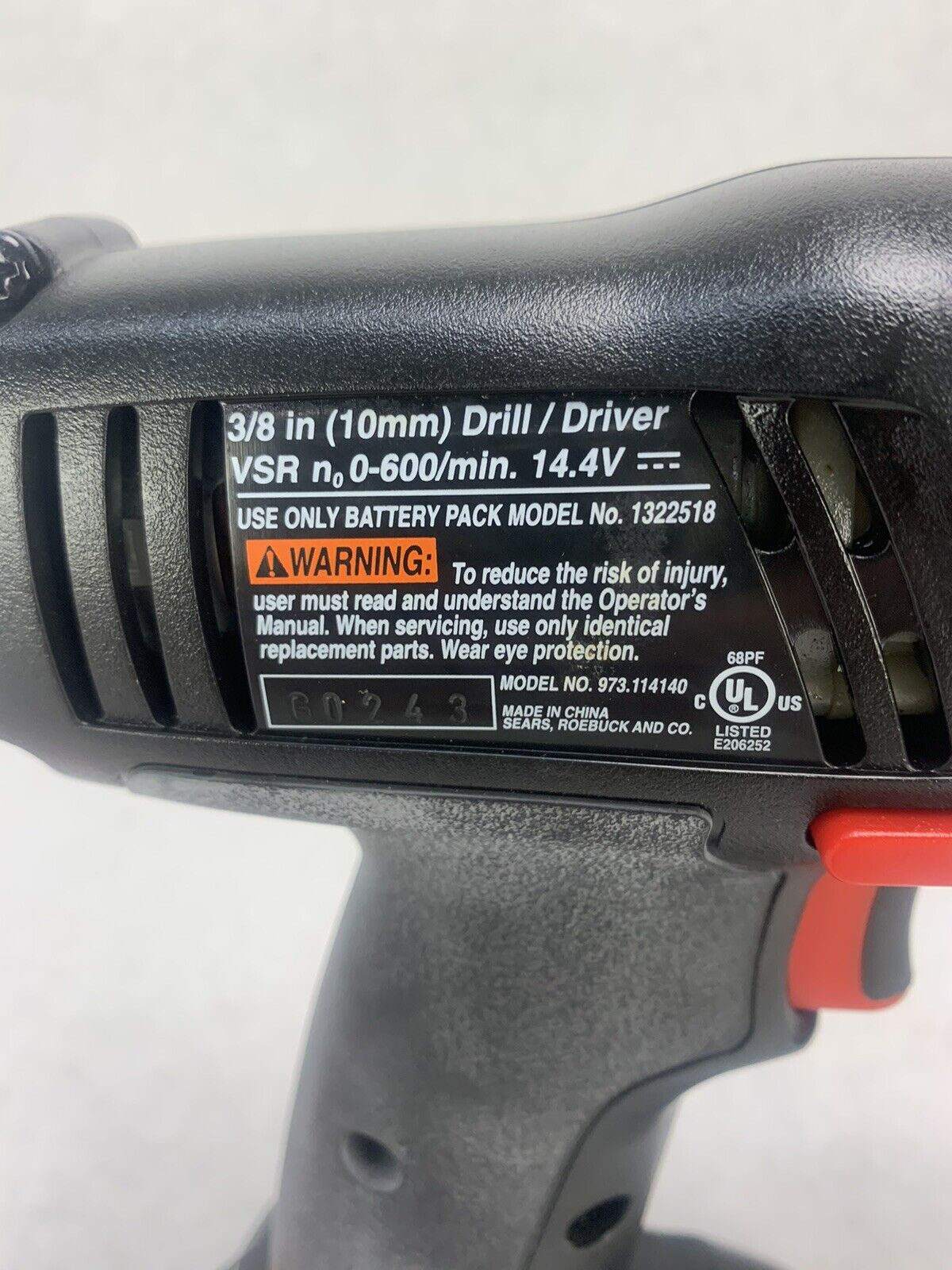 Craftsman 14.4 Volt Drill 1322518  w/ Flashlight No Battery