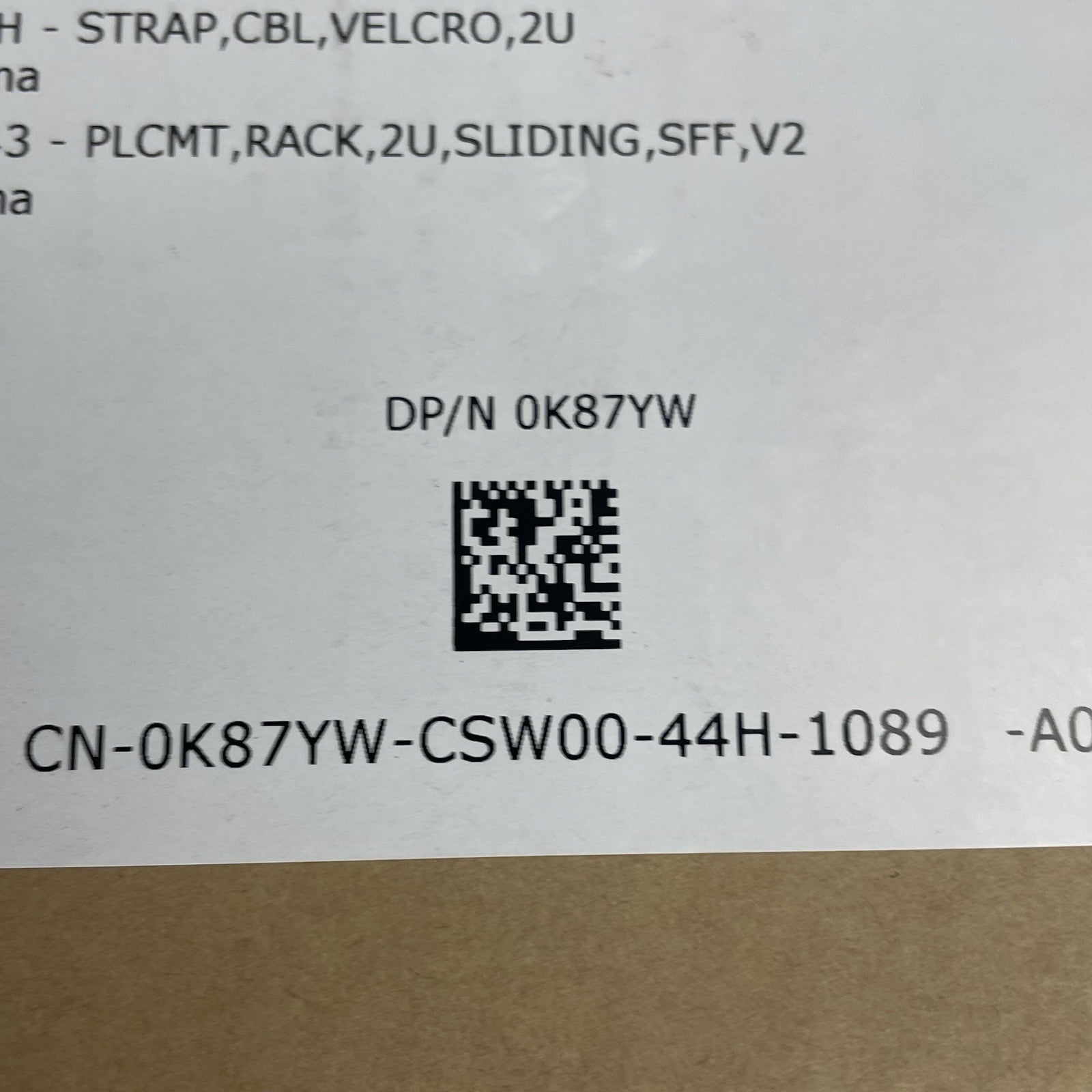 Dell B21 Ready Rails 2U Sliding Rails 0K87YW3