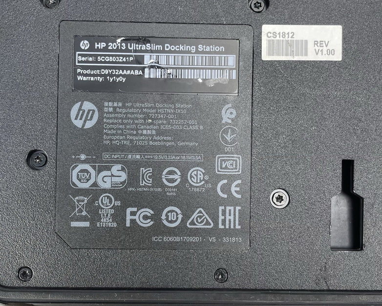 HP HSTNN-IX10 UltraSlim Docking Station D9Y32AA#ABA No Power Cord Lot of 5